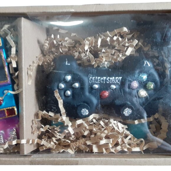 Glass Christmas Tree Gaming Ornament Set - Controller & Arcade Game - Picture 3 of 3